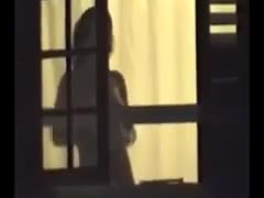 Spying on my good looking neighbour with merry tits showering